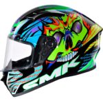 CASCO SMK STELLAR SKULL NEGRO AZUL BRILLANTE M de lado