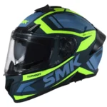 CASCO SMK TYPHOON THORN AZUL VERDE MATE M de lado